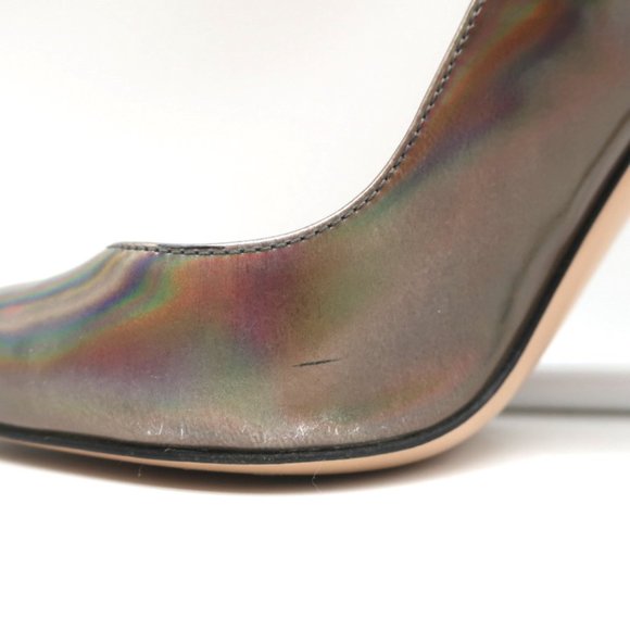 GIANVITO ROSSI ELLIPSIS HIGH BACK PUMPS HOLOGRAPHIC LEATHER SIZE 39 POINTED TOE - Picture 7 of 12